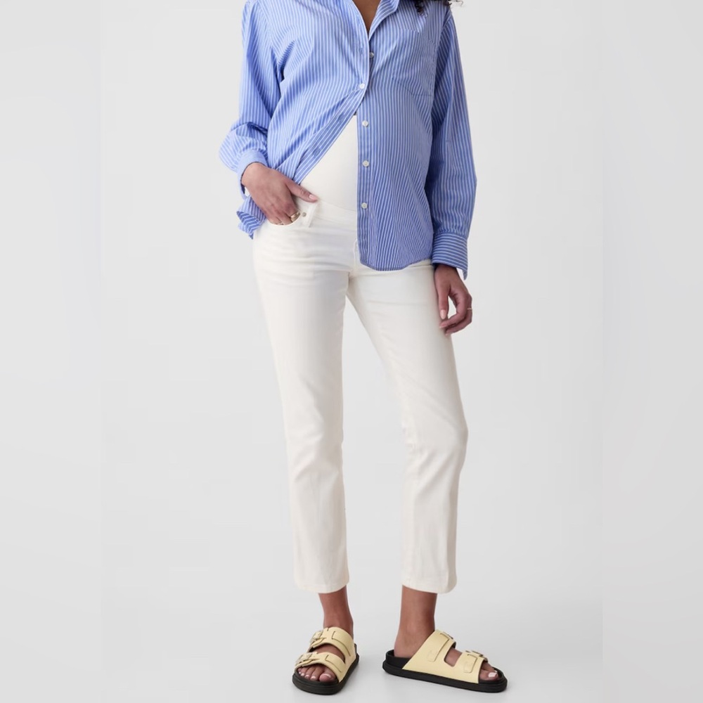 NWT Gap Maternity White True Waistband Full Panel Slim Jeans - size 29/8R